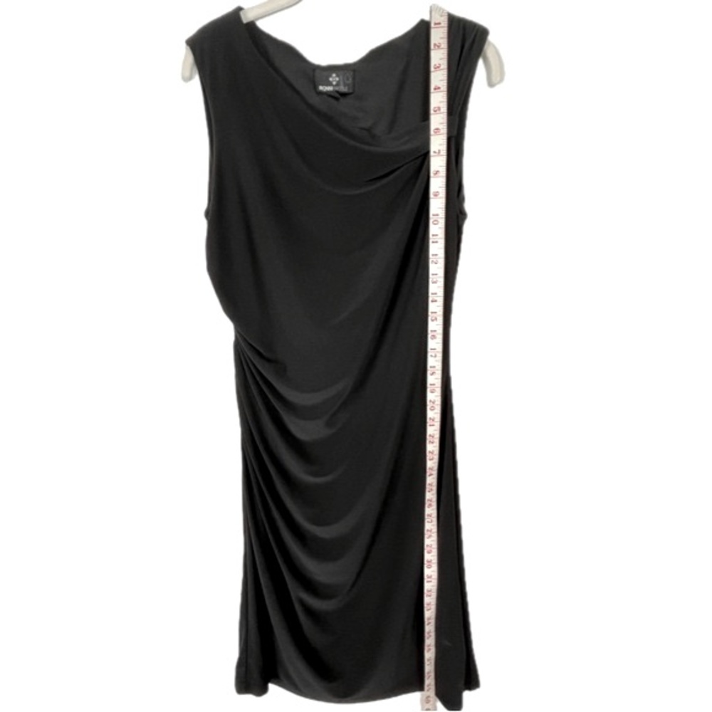 Ronni Nicole Dress Size 12 Black Ruched Asymmetric Stretch Knit Mini Lined - Picture 6 of 9